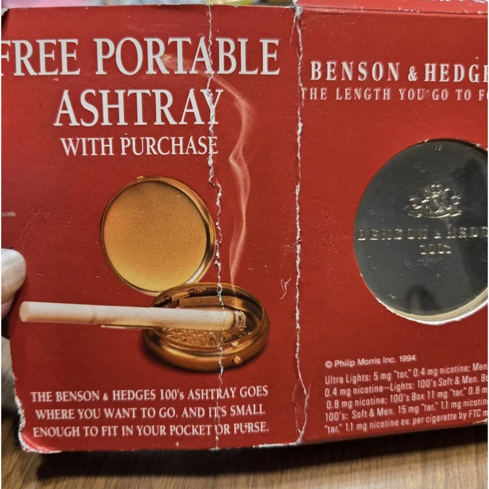 Vtg 1994 Benson‎ & Hedges Portable Ashtray Round Tobacco Unused In Package